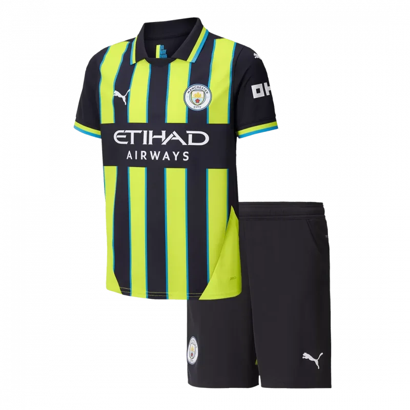 Manchester City extérieur Kids maillot de footballs Kit