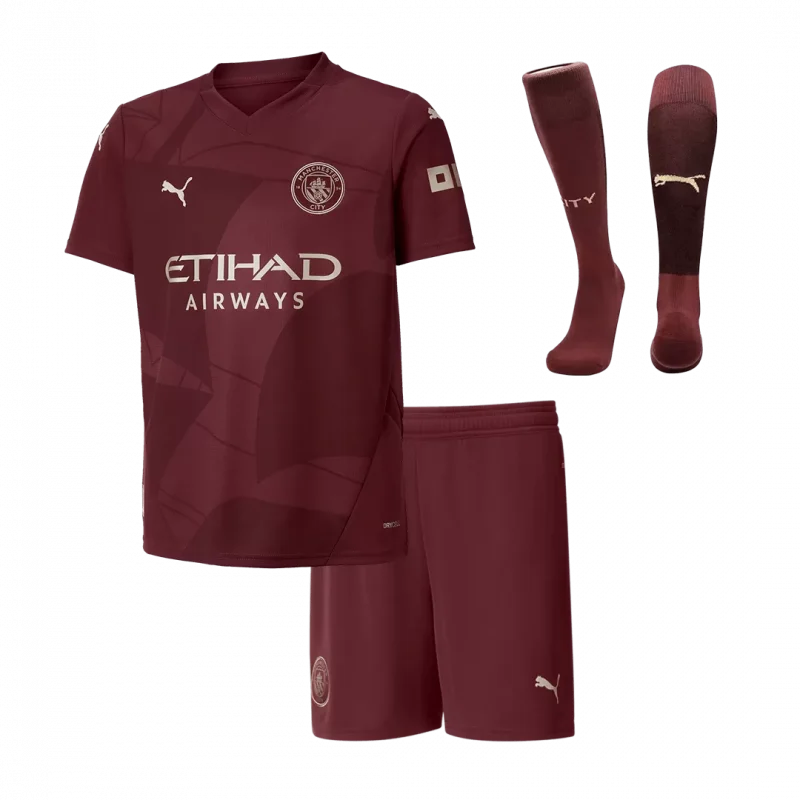 Manchester City Troisième extérieur Kids maillot de footballs kit complet